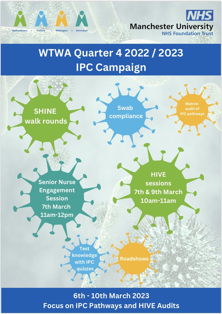WTWA Improving Quality (@qualitywtwa) on Twitter photo It’s IPC Campaign week at #WTWA, where we are focussing on IPC pathways. The week long campaign will include roadshows, HIVE teaching sessions, a senior nurse engagement session held by our IPC colleagues. Look out for the events in your area 🦠 #IPC #KnowYourPathways It’s IPC Campaign week at #WTWA, where we are focussing on IPC pathways. The week long campaign will include roadshows, HIVE teaching sessions, a senior nurse engagement session held by our IPC colleagues. Look out for the events in your area 🦠 #IPC #KnowYourPathways