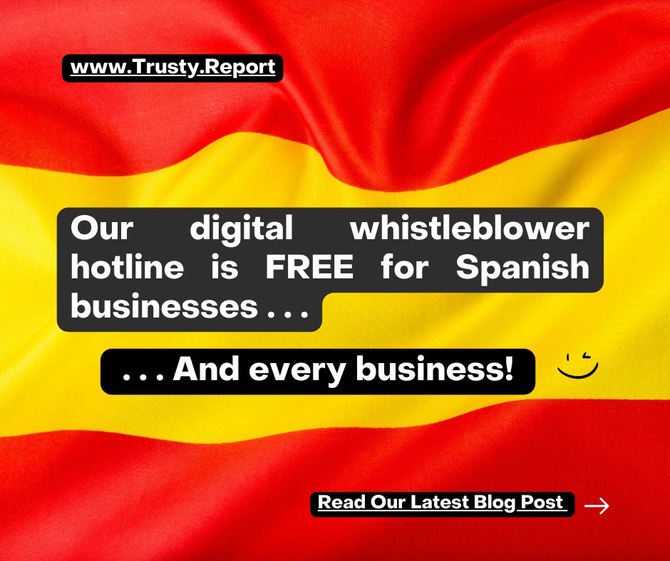 We offer a free and secure #whistleblower hotline to every #business! Learn how and why --> https://t.co/VZLOaKpaGc

#denuncia #Espana #empresas #negocios #Tecnologia #whistleblowing #cybersecurity #compliance #hr #denunciante #recurso #derecho #ley #tech #startup #Management https://t.co/h5MFArFZmI