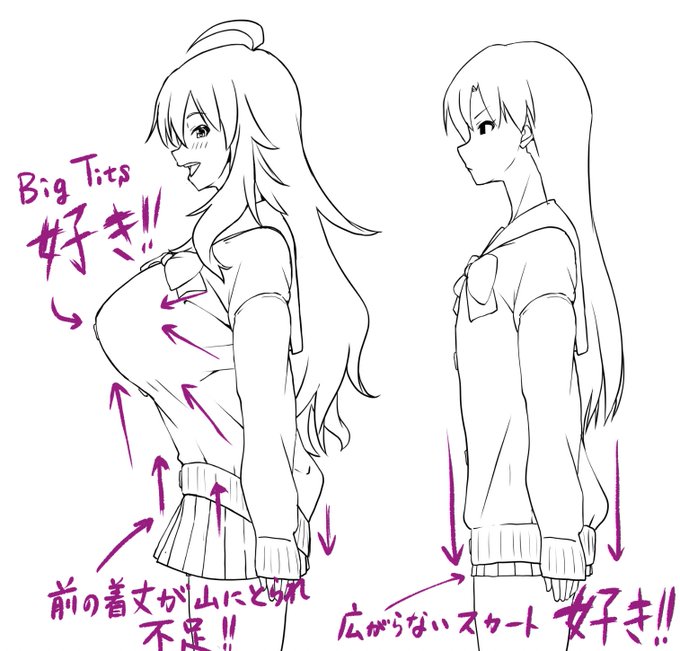 萌え袖爆乳の図解置いておきます 