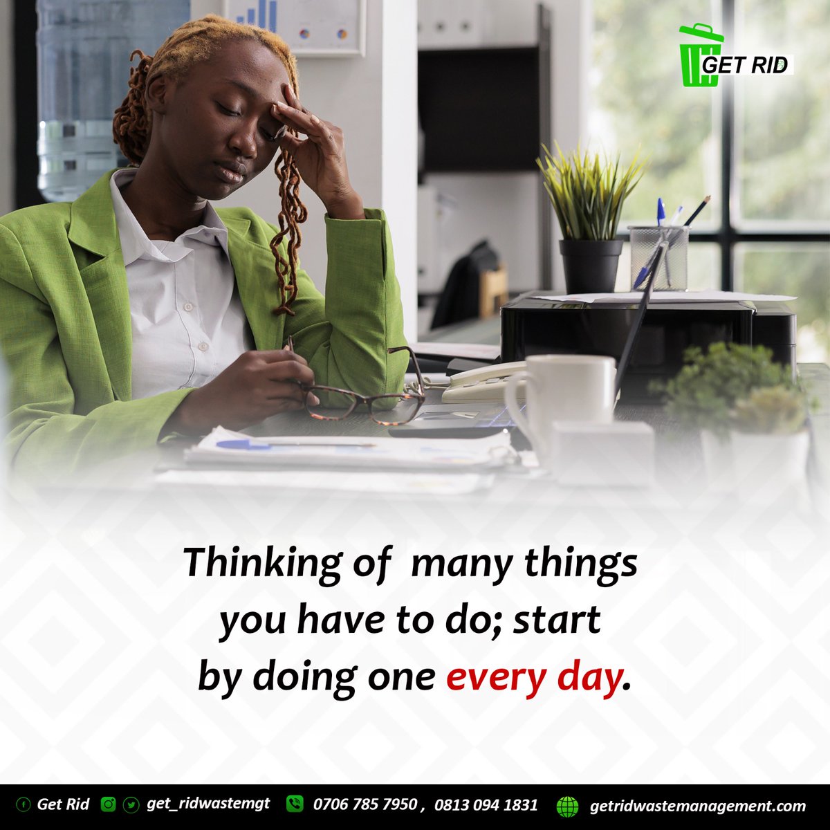 Thinking too much about things we have to do may overwhelm us and scare us off.

Start by trying to complete one out of the many tasks each day. 

#monday #mondaymotivation #mondaymorning #uyo #uyobusiness #uyovendorshub #uyovendors #uyovendorsconnect #akwaibomgirls #ibombiz