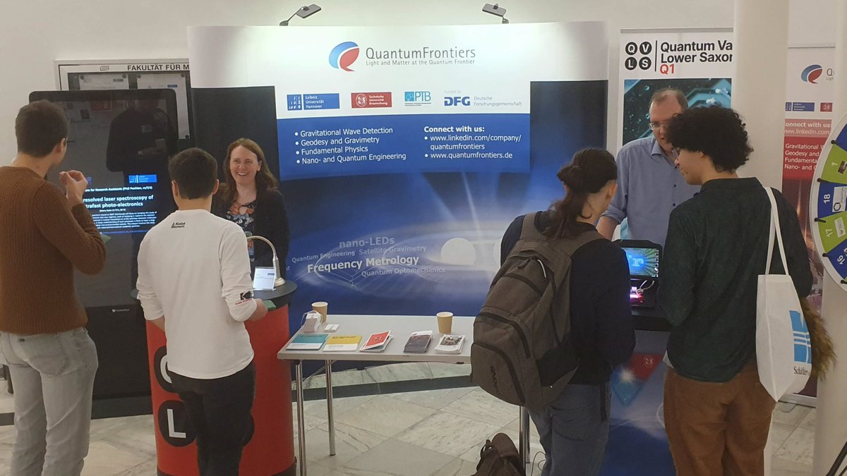 QF_Cluster's tweet photo. Spring Conference of the German Physical Society #DPG. This week 1,500+ physicists come together at @UniHannover to talk about the physics of atoms and molecules as well as quanta and light. Meet us at our #QuantumFrontiers booth. https://t.co/6W3BNpJF8M