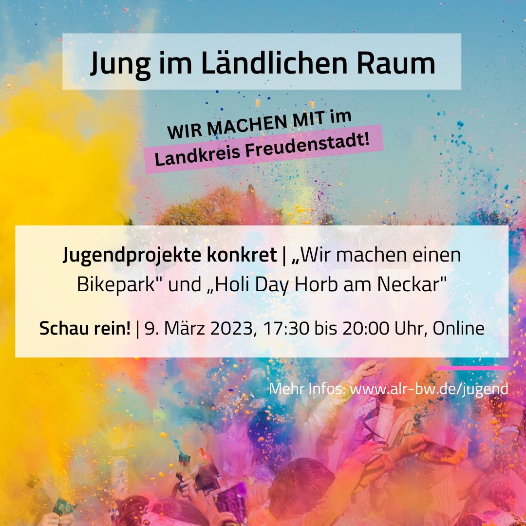 Wie ticken junge Menschen auf d. Land in #BadenWuerttemberg? Einblick über #Jugend-Angebote gibt d. Landkreis #Freudenstadt. Sei dabei am 8.3. ab 17:30 online. Mehr Infos auf alr-bw.de/pb/,Lde/Starts… @LSBR_BW @DZBaWue @ljrbw_News @LKJ_BW @bw_lag @djo_BV @jugendbeteiligt @sjb_ev