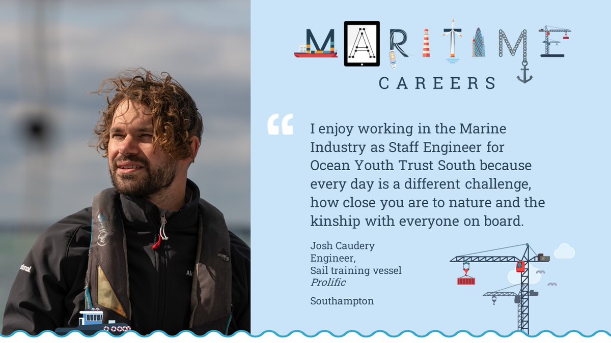 It's National Careers Week - and there are some great careers in the Maritime sector!

Josh looks after Prolific's maintenance and safety, sailing on voyages designed to make a lasting difference to the lives of young people.

@MaritimeUK @MUCareers
#maritimeuk #maritimecareers