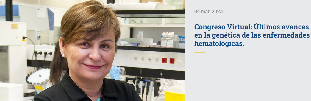 Aspher Aragón (@aspher_aragon) on Twitter photo Hoy en nuestro congreso virtual: "Últimos avances en la genética de las #EnfermedadesHematológicas. Con la Dra. M.ª José Calasanz Abinzano.
Genetista. Centro de Investigación CIMA, Navarra <a href="/CIMA_unav/">Cima Universidad de Navarra</a> <a href="/CimalabUnav/">CIMA LAB Diagnostics</a> . bit.ly/3L04aWP Hoy en nuestro congreso virtual: "Últimos avances en la genética de las #EnfermedadesHematológicas. Con la Dra. M.ª José Calasanz Abinzano.
Genetista. Centro de Investigación CIMA, Navarra <a href="/CIMA_unav/">Cima Universidad de Navarra</a> <a href="/CimalabUnav/">CIMA LAB Diagnostics</a> . bit.ly/3L04aWP