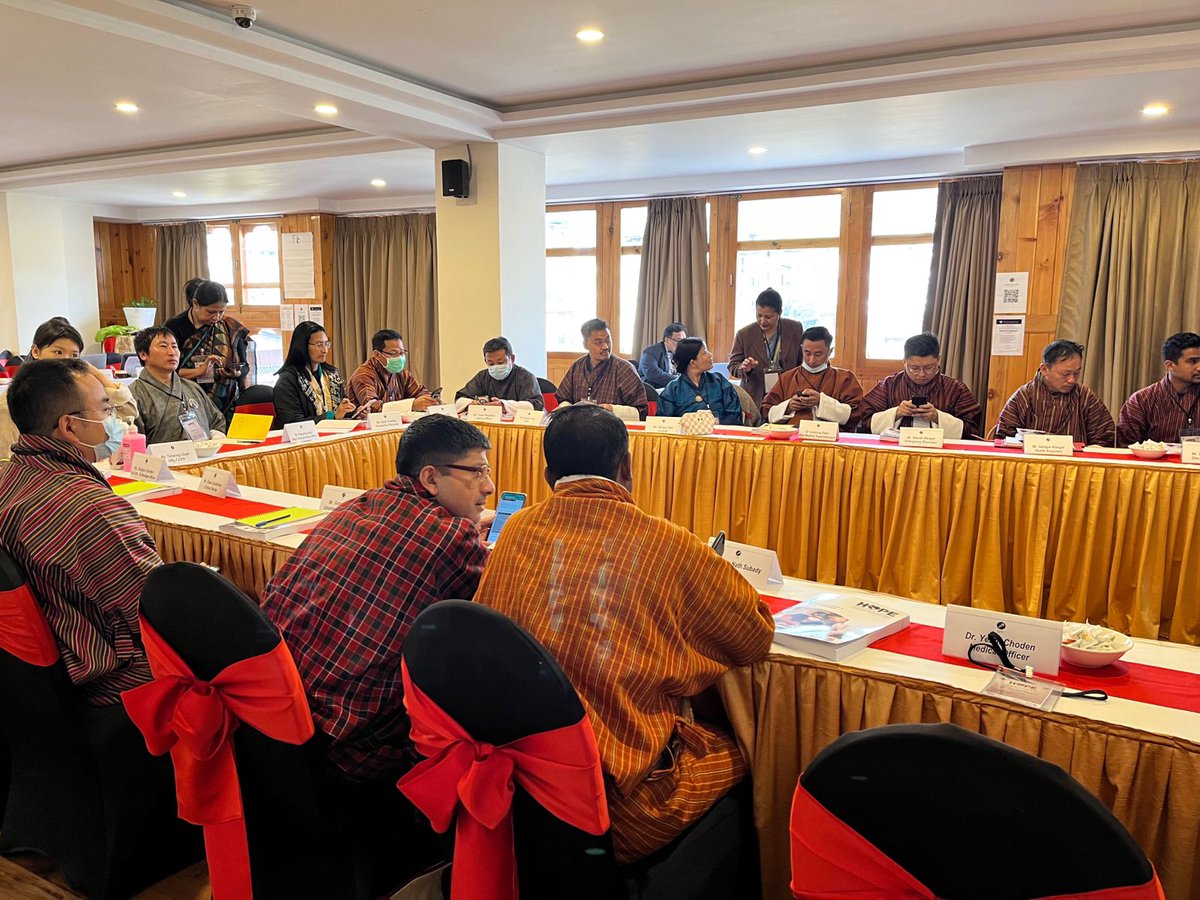 PeerSouthAsia's tweet photo. Exciting day in #Bhutan! 🇧🇹
Day 1 of the HOPE pilot course in Thimphu has begun with 21 doctors and senior hospital officials joining in. They're eager to enhance their disaster response capacity and learn the basics of DRM for the health sector. @MoHBhutan @kgumsb https://t.co/Fy0fistvOF