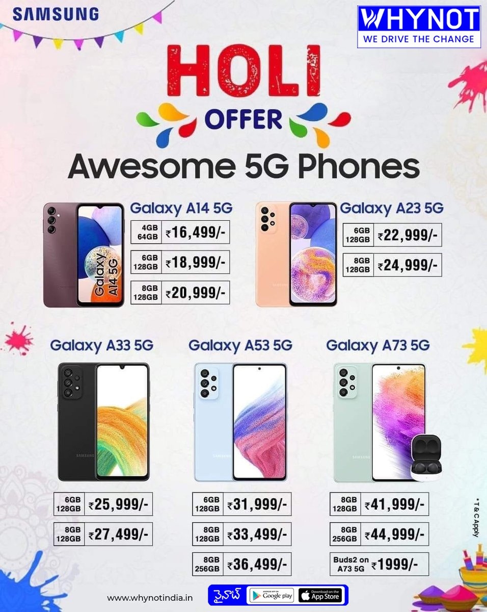 Why_Not_Magic's tweet photo. Celebrate this Holi with Samsung!!!

Visit us: https://t.co/m5cC3wnELI

#Whynot #SHOP #samsung #OfferSale #5G #MOBILE #at #whynot #mobilephone #nobileacceseries #whynotindia #electronicgadgets #visitwhynotstore #VisitUsNow https://t.co/A91GbJ3M4l