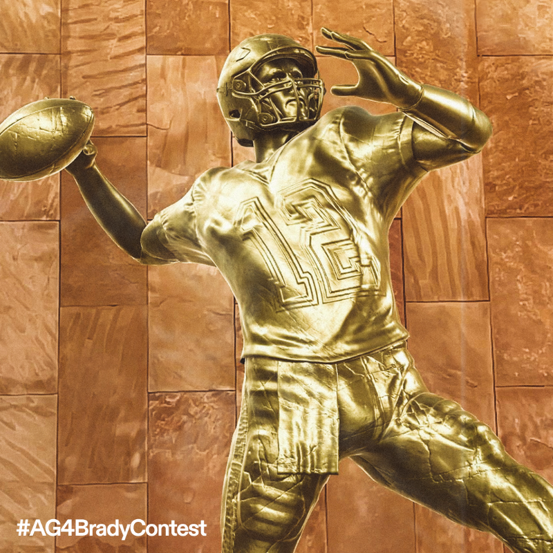 Autograph's tweet photo. Let’s add some more gold to the trophy case. Members of The Huddle now have access to an unlockable AR filter.

Showcase your statue using #AG4BradyContest &amp; your Autograph username. The top 12 will receive a signed @TomBrady NFT, announced onstage in Tampa with the GOAT himself.