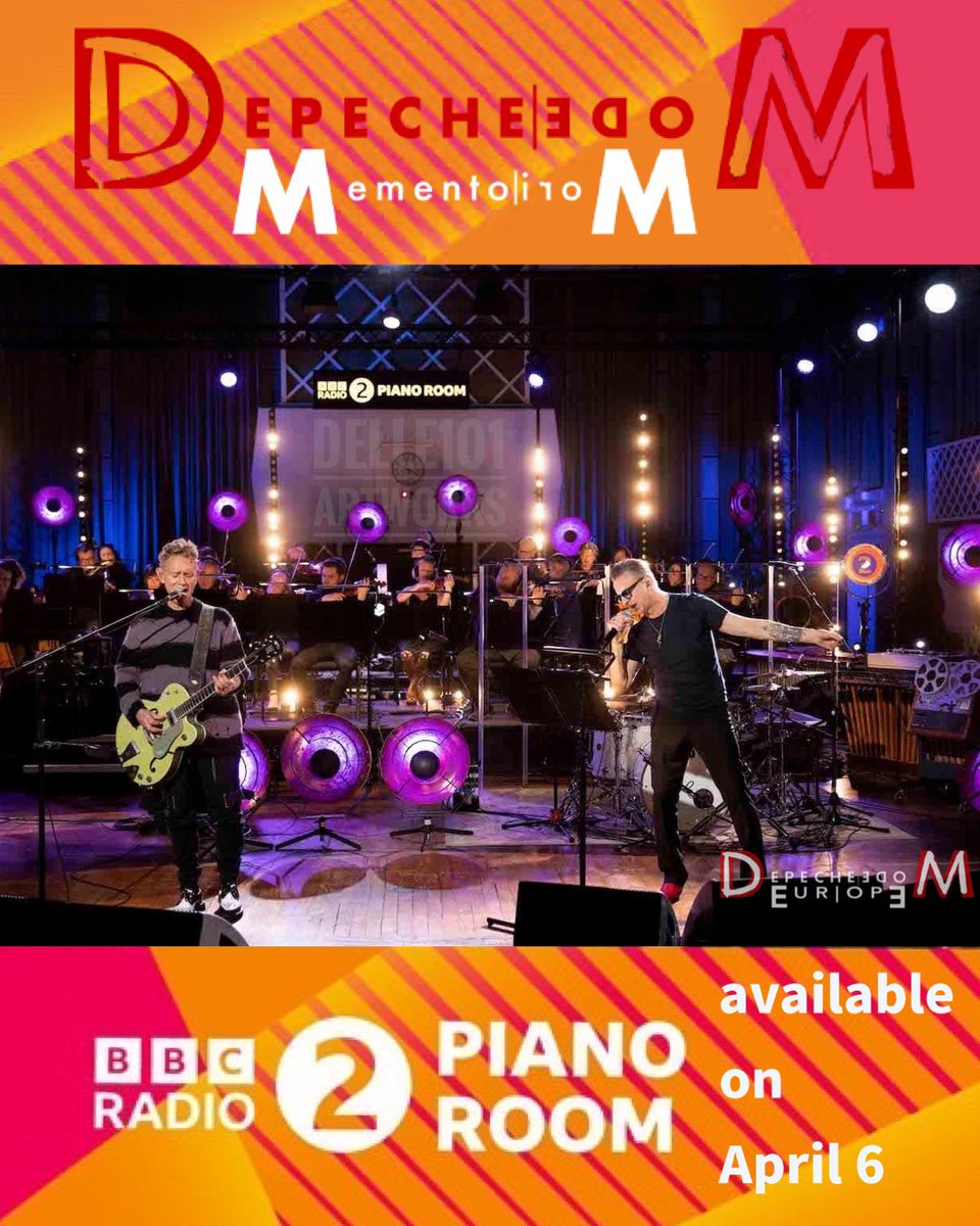 Depeche Mode’s performance with the BBC Concert Orchestra for Radio 2 “Piano Room” will be available on 
April 6 
3 Songs: 
 Ghosts Again
 Walking In My Shoes
 Sundown (Scott Walker cover) 
••• 
#DepecheMode #bbc2 #pianoroom