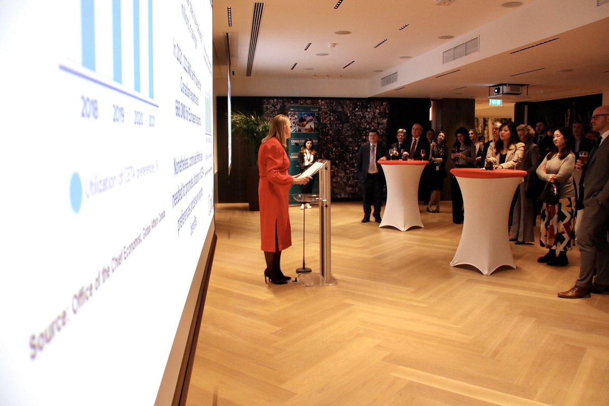 Amb. <a href="/Ailish_Campbell/">Ailish Campbell</a> "It's important to celebrate our success after 5 years, but it’s perhaps even more important to look ahead to see how we can better leverage #CETA and to make our bilateral trade more sustainable, people-centered and inclusive." 2/3

#CETAat5