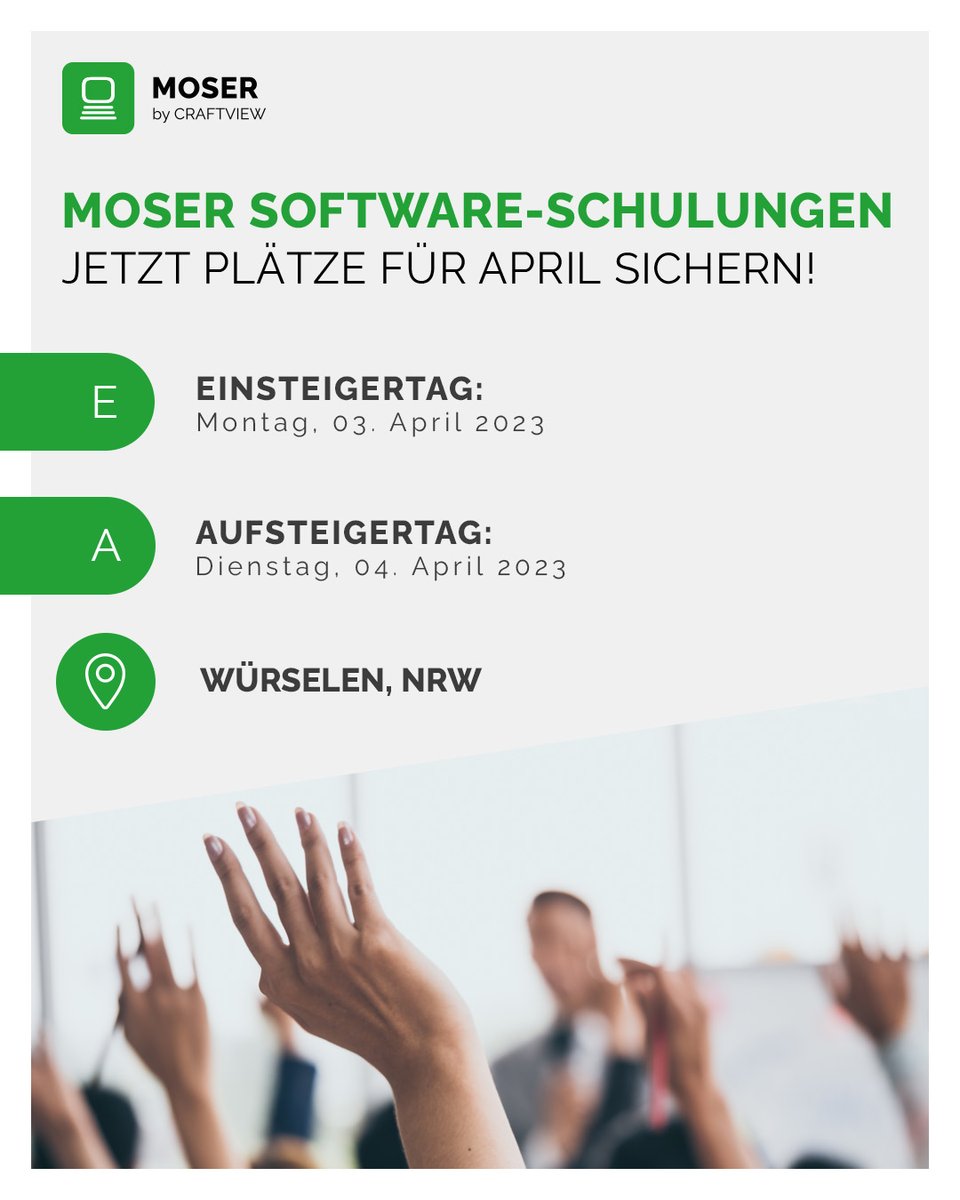 Schulungen im April
Verpasse nicht unseren Einsteigertag (03.04.) und unseren Aufsteigertag (04.04.) in Würselen!

➡ moser.de/schulungen

Das MOSER-Team

#moser #erpsoftware #erp #digitalisierung #schulungen #seminare #aufsteigertag #einsteigertag #softwareschulung