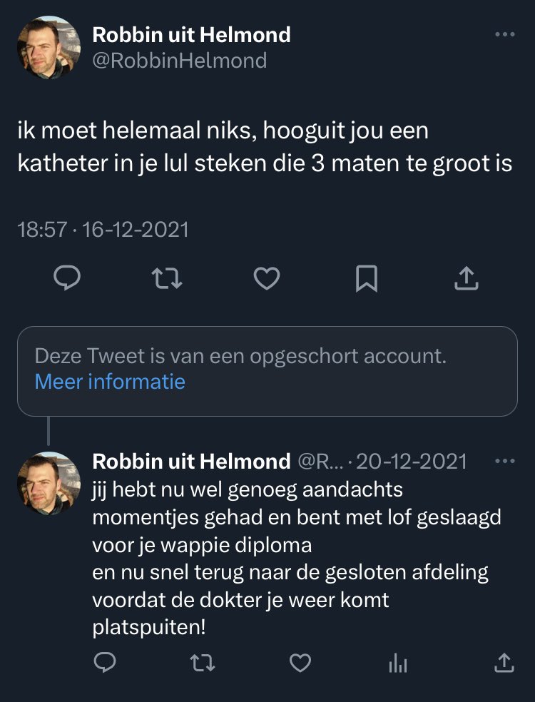 SueEllentje's tweet photo. @MarionKoopmans @PolitieMiddenNL Heb je Robbin de IC verpleegkundige ook al gemeld bij zijn werkgever? Of blijf je alleen onzintweets van hem retweeten die jou uitkomen? https://t.co/xgenem4uJp