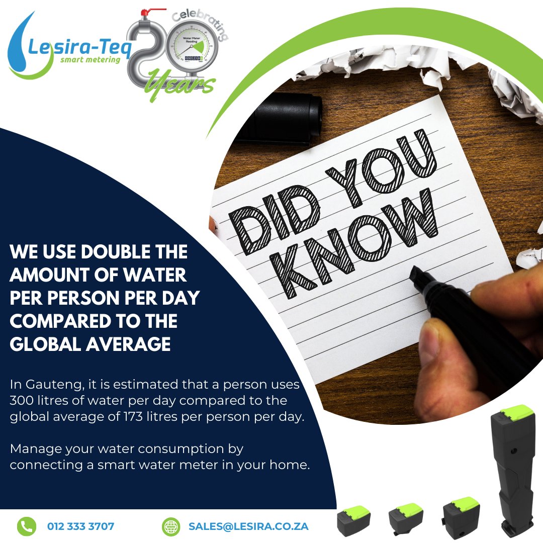 Did you know we use double the amount of water per person daily compared to the global average? 

In Gauteng, it is estimated that a person uses 300 liters of water per day compared to the global average of 173 litres per person per day. 
 #watermonth #seedsofchange