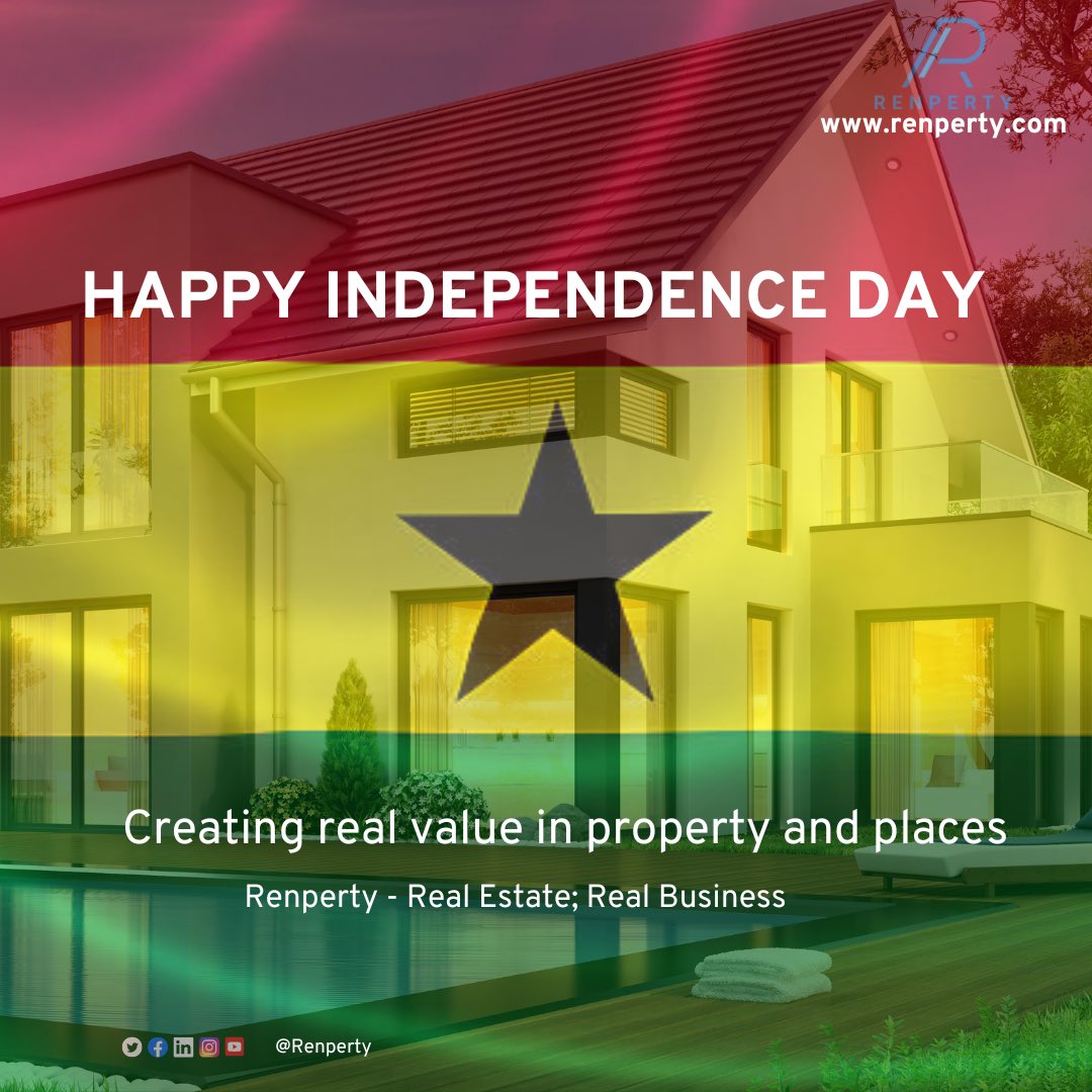 We delight in celebrating this Independence

#independenceday #Renperty #Realestate #bloggers #properties #forsale #forrent #trends2023 #ghana #ghanaat66 #ghanasindependence #independencedayghana #accra #realestateinghana #ghanarealestate #accraghana #subsaharanafrican #freedom