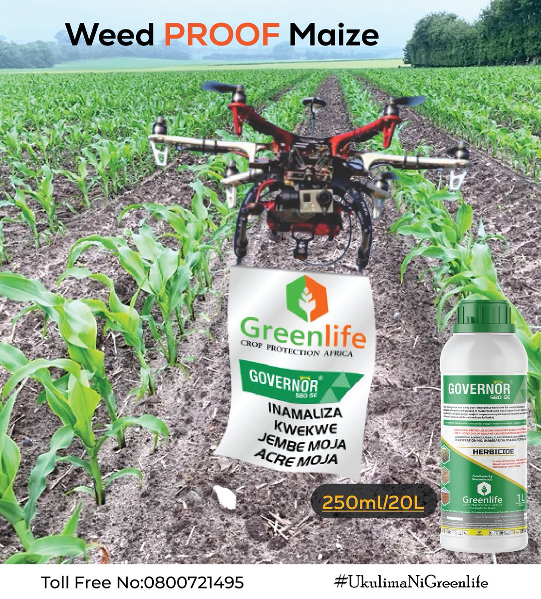 Good News!!
We have experienced rainfall in some parts of the North Rift region and expect that the whole area will have received the same in a week's time.
Be wise and get the Weed Proof solution Governor 580 SE 

#UkulimaBilaJasho
#UkulimaNiGreenlife
#Governor580SE