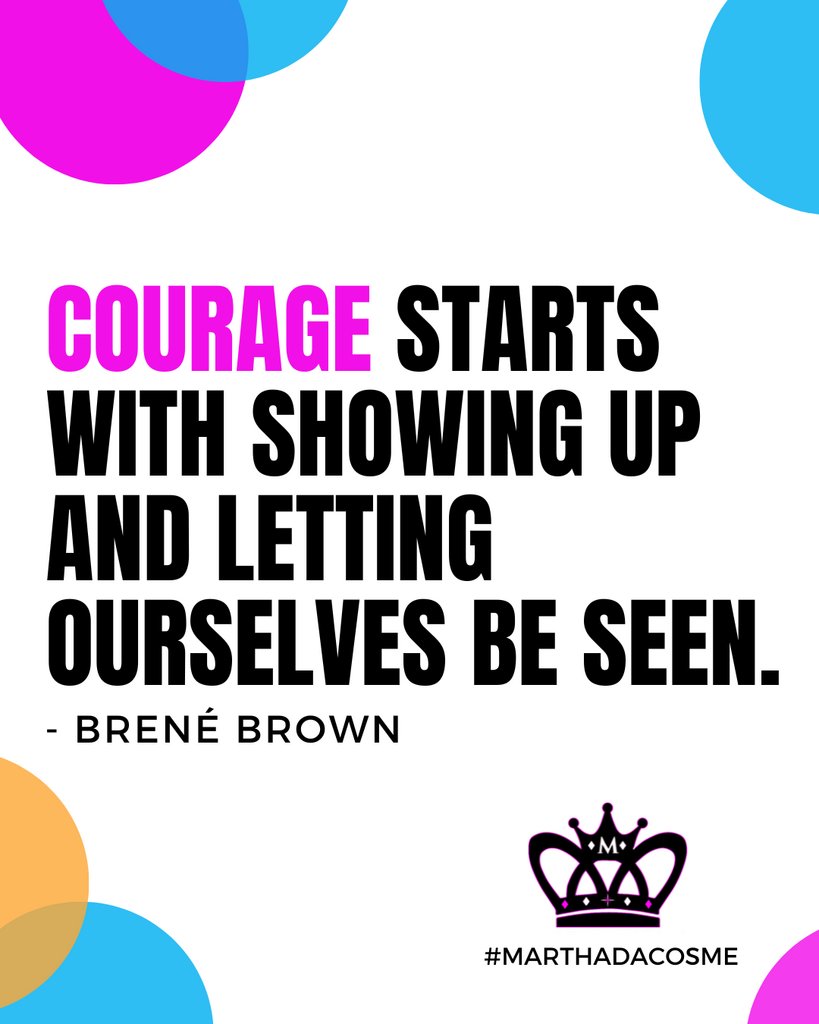 MarthaDaCosme's tweet photo. Courage starts with showing up and letting ourselves be seen.
- Brené Brown
Show up for yourself and have the courage to let yourself be seen.
Have a great start to your week 💪🏾
#marthadacosme #empowermentcoach #transformationalcoach #successcoach #businesscoach #lifeco… https://t.co/lgNSHNs27V