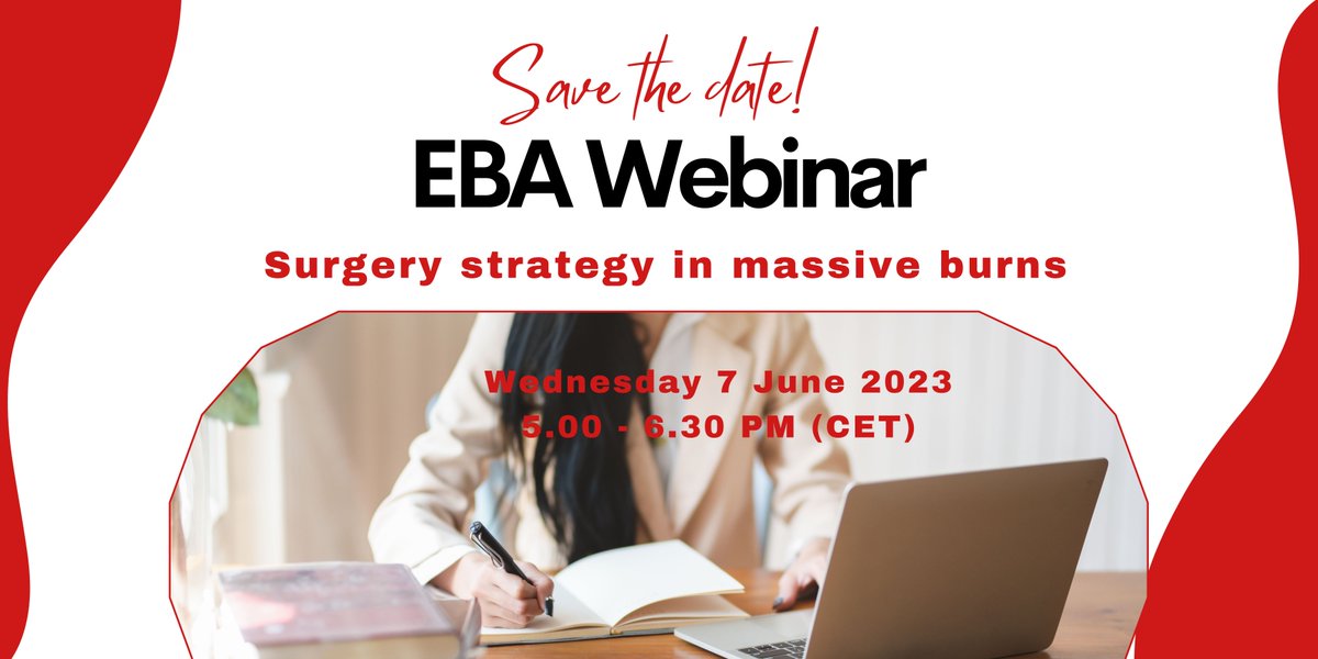 Save the date! More information on het programme and registration will follow soon!

#ebawebinar #burns #burncare #europeanburnsassociation #massiveburns #surgerystrategy #surgery