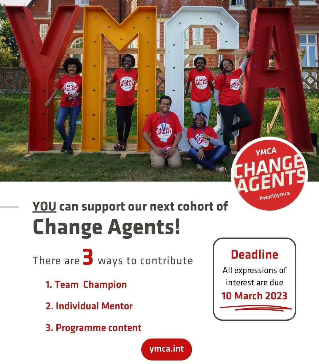 Help support the Change Agents programme! 3️⃣ ways:

▶️ Team Champion
▶️ Individual Mentor
▶️ Provide programme content

Expressions of interest  are due this Friday 10 March.

👉 For more information: buff.ly/3R093Qx
 
The deadline to apply as a Change Agent is 15 March.