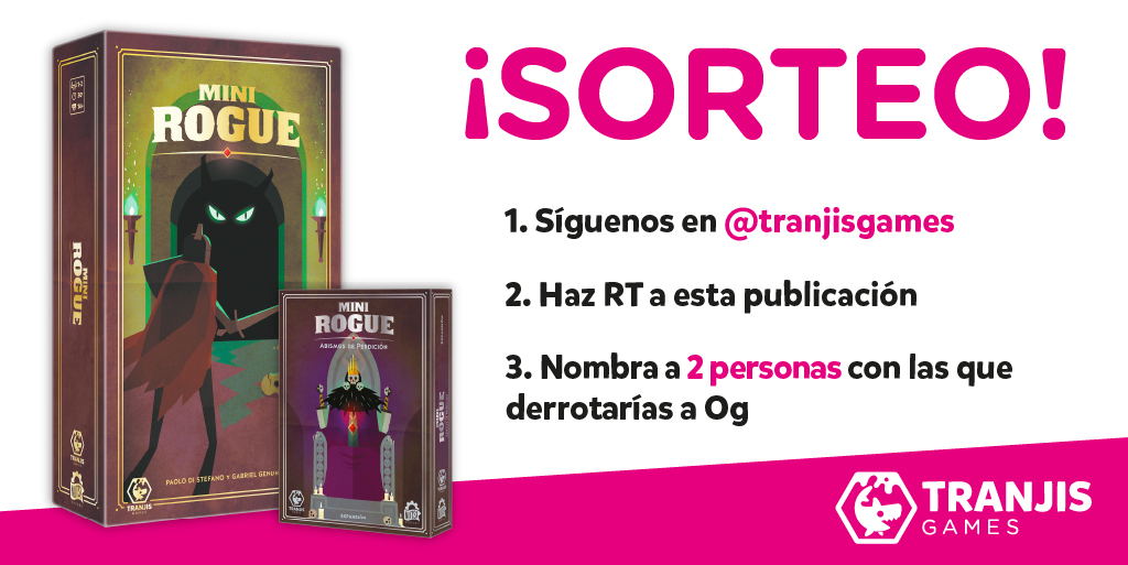 Tranjisgames's tweet image. ¡Esta semana llega a tiendas Mini Rogue! ¿Queréis ganar el juego base y la expansión Abismos de Perdición?

· Síguenos
· Haz RT
· Menciona a 2 personas con las que enfrentarte a OG

Bases legales: cutt.ly/SorteoMiniRogue