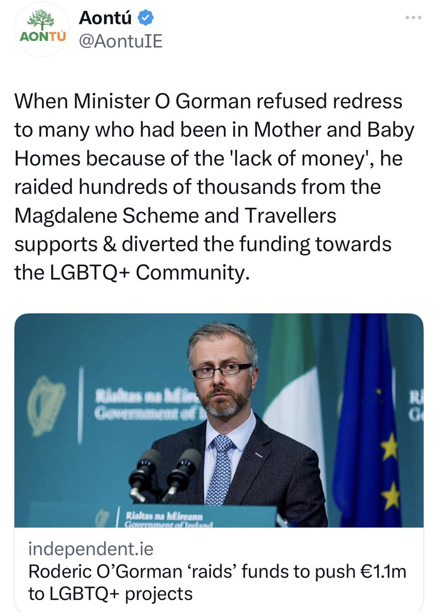 This isn’t the first time that adoption/MBHs/related issues have been used to pit one marginalised group against another. The Minister deserves criticism for his handling of ‘historical’ abuses. But this from Aontú isn’t allyship. #NotInMyName