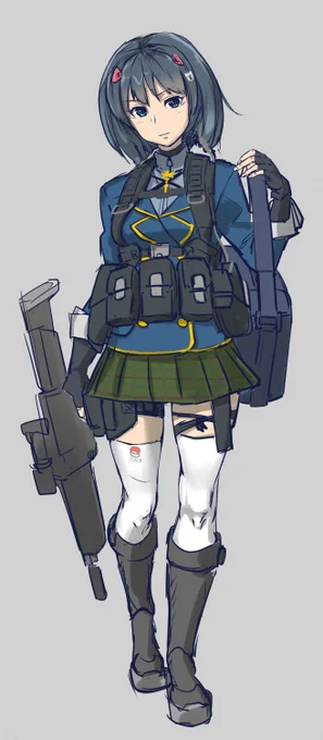 20式ちゃんver2持ち物は仮ですホルスターや銃剣はもう少し下げようかコアラのヘアピンは89式がくれました#オリジナルの戦術人形をデザインする 