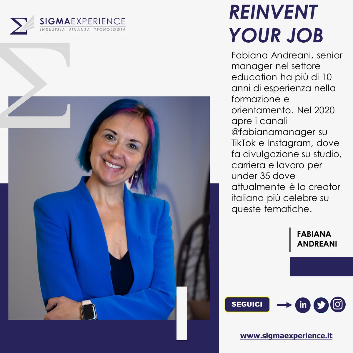 sigmaexperience's tweet photo. 💡Nel 2022 lascia definitivamente RCS, creandosi un lavoro in linea con le sue caratteristiche e le sue esigenze.
#imprenditori #reinventarsi #job #social #comunicazione #internazzionale #crisi #economia #lingue #canale #generazioni #sigmaexperience https://t.co/ImeKpCea0n