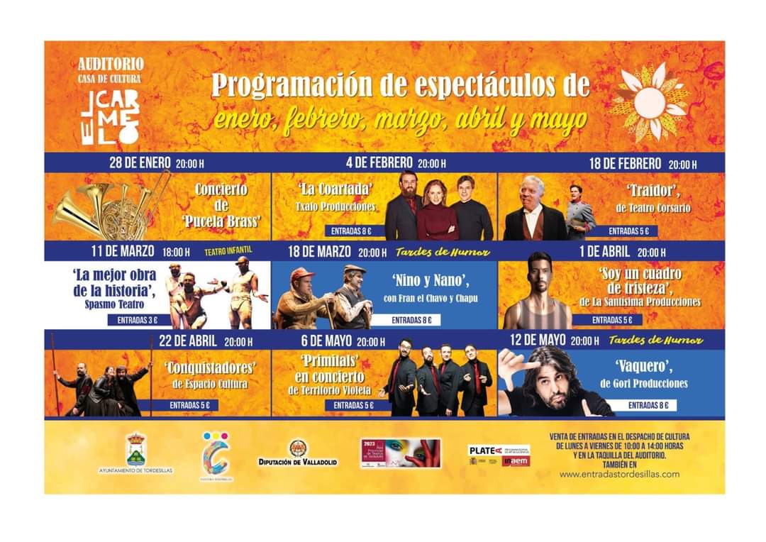 No puedo estar más encantado con la programación de #Tordesillas 🎭
Además de los abuelos <a href="/FRANELCHAVO/">franelchavo</a>, pasará por allí @KikoGutierrez y CIA con "Soy un cuadro de tristeza" escrita por servidor y dirigida por Xiqui , otro día actuará un tal <a href="/VaqueroEH/">JJ Vaquero</a>, otro @teatrocorsario