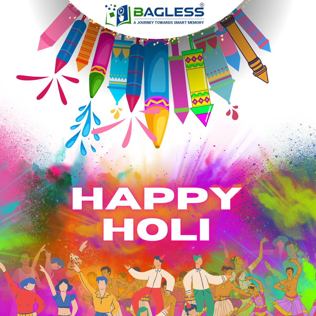 BaglessOfficial's tweet photo. Bagless India wishes you a very Happy Holi!

#HolikaDahan2023 #Holi #HoliFestival #Ajmer #bagless #edtech #education #trending #viral https://t.co/GLgOoBAESp