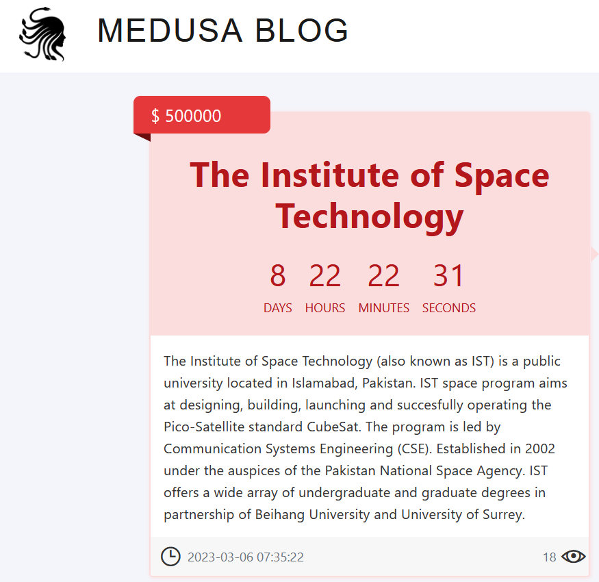 FalconFeedsio's tweet photo. Medusa #ransomware group added The Institute of Space Technology (IST), a public university located in Islamabad, #Pakistan to their victim list. The samples added includes passports, payslips, analysis details, etc.

#darkweb #deepweb #cyberrisk #cyberattack https://t.co/RYcIGGhSTA