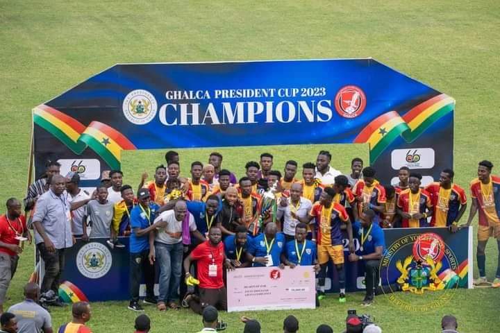 7SportsGhana's tweet photo. Congratulations to Accra Hearts of Oak on winning the 2023 GHALCA President Cup after beating arch-rivals Asante Kotoko 1-0.

The game was a betPawa Premier League match day 20 fixtures which means Hearts picked all three points. https://t.co/rN82JSO6py