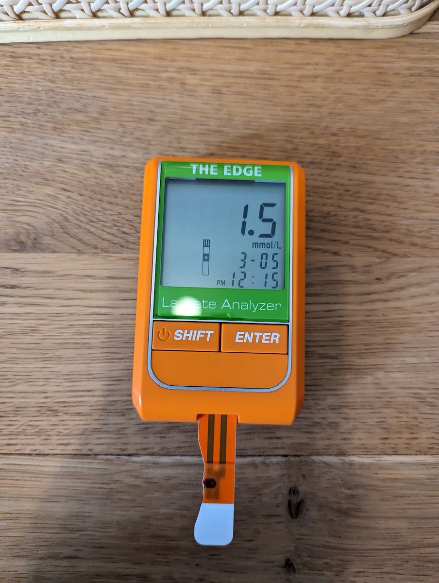 christoph_m_'s tweet image. Thx @Alan_Couzens for recomm. The Edge lactate analyzer. Getting the hang of it. Lactate thresholds still to test but 2h easy ride w/ 1.5mmol seems good. Easy 40min running under fatigue w/ 2.2mmol prob. too hard which is already interesting bc HR was low (125) #intensitycontrol