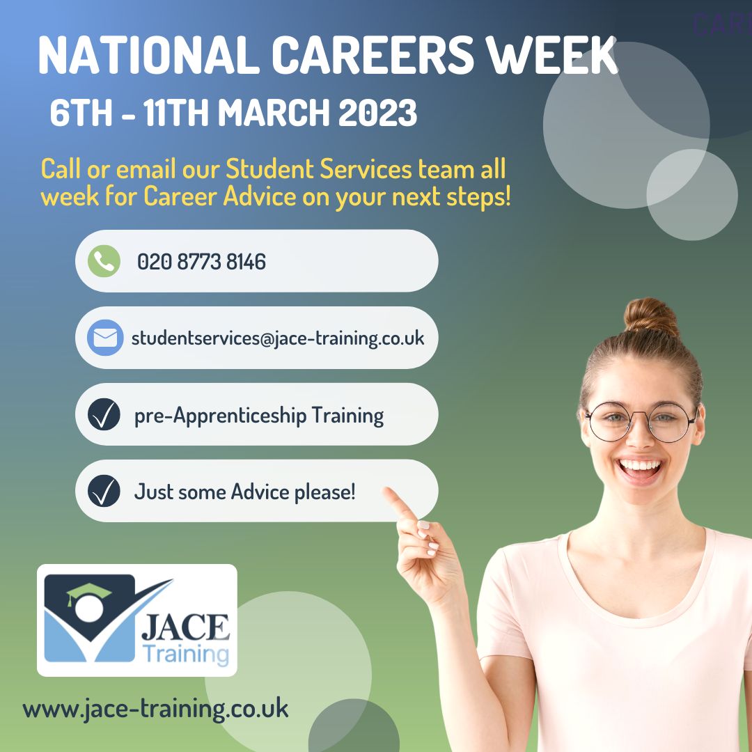 JACETraining's tweet image. It&apos;s National Careers Week, do you have a question about Apprenticeships or need some Career Advice?  Call our Student Services team or send them an email with your questions #NCW2023 #apprenticeships #studyprogrammes #crawley #wallington #streatham #careers #NationalCareersWeek