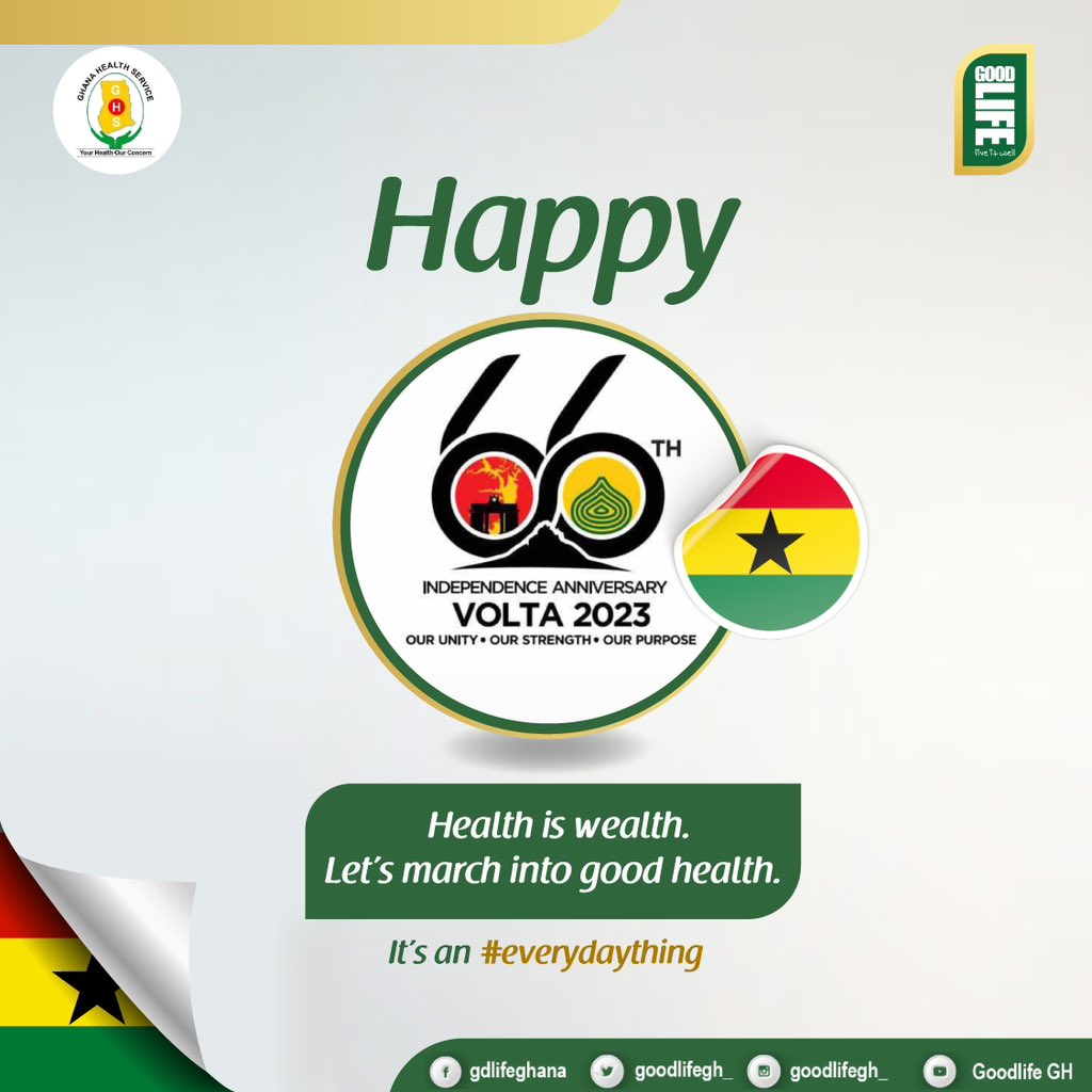 GoodLifeGh_'s tweet photo. #HappyIndependenceDay
Always remember your health is your wealth.
It’s an #everydaything
@_GHSofficial @mohgovgh https://t.co/PhSgLHLZcN