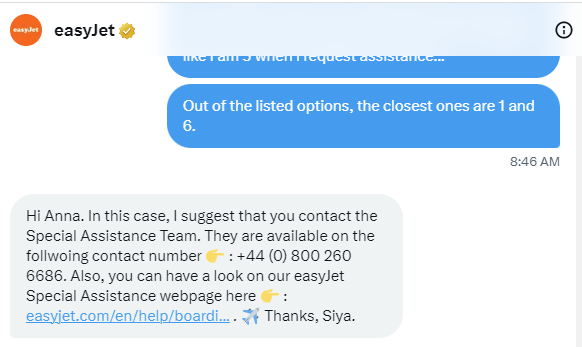 galephys_'s tweet photo. And after my first tweet on this @easyJet slides into my DMs to refer me back to their Special Assistance team PHONE NUMBERS. I can't even...
https://t.co/wBUAwvm5wi
 #accessibleaf https://t.co/BSScsaRccn
