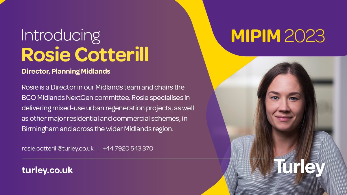 Director, <a href="/Rosie_Cotterill/">Rosie Cotterill</a> is delighted to be attending #MIPIM2023 from 14-17 March. Please get in touch with Rosie to organise a meeting: turley.co.uk/news/mipim-2023 <a href="/MIPIMWorld/">MIPIM</a>