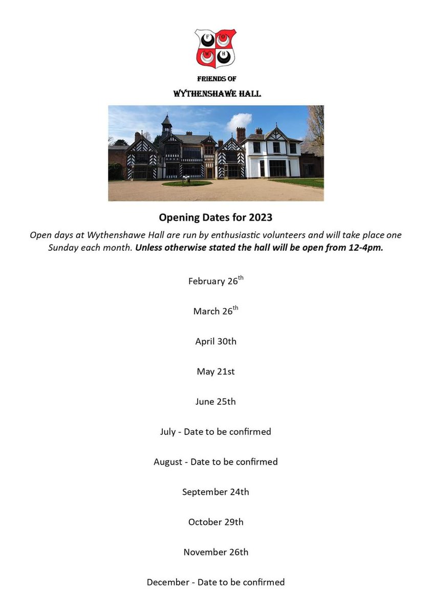 intouchwyth's tweet photo. The #FriendsofWythenshaweHall are running another open day on 26 March and further dates throughout the year ๐
#localhistory #Wythenshawe https://t.co/UMfiXkUkyT
