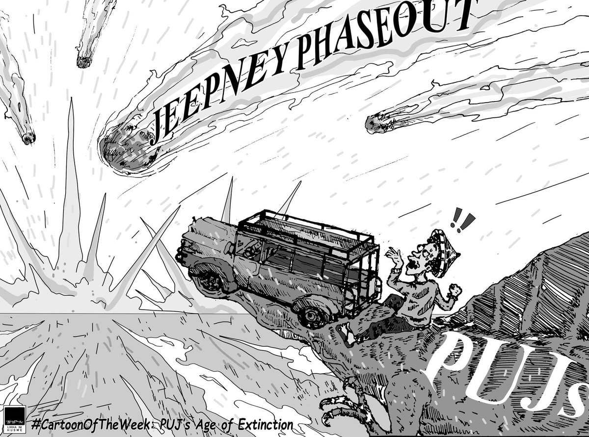 #CartoonOfTheWeek: PUJ's Age of Extinction
#NoToJeepneyPhaseOut 

Editorial cartoon by Joshua Celestial