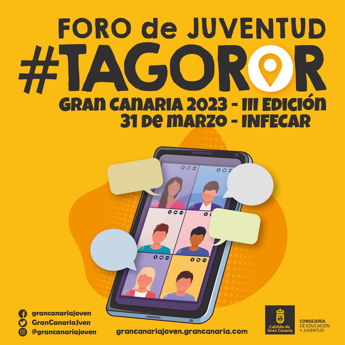 JuventudCanaria's tweet photo. 🗣️ Inscripción abierta para el foro de Juventud #TAGOROR Gran Canaria 2023
+ info aquí 👉🏻 https://t.co/CBPj6fbvZ0 https://t.co/hMAYmEq5Cj