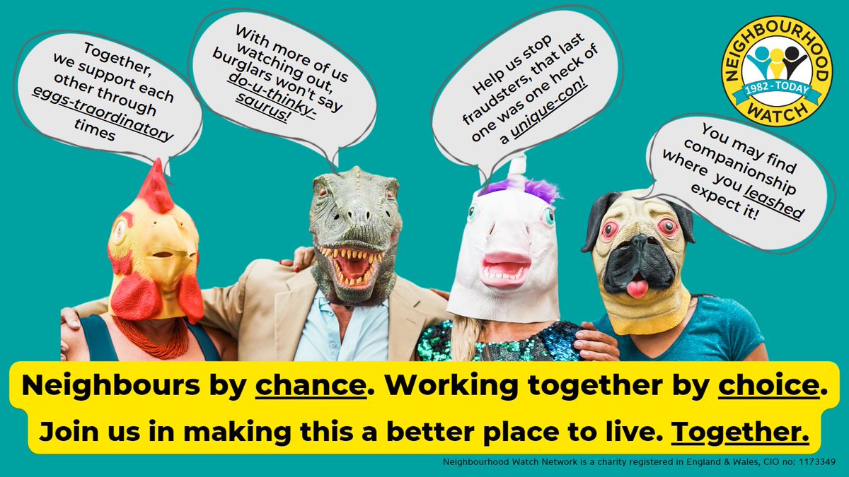 Worried about local crime ? Want to connect with neighbours? Joining Neighbourhood Watch is an effective way to help prevent crime and improve your community. Join now to make this a better place to live. Together. ourwatch.org.uk/join

#NeighbourhoodWatch #BetterPlaceToLive