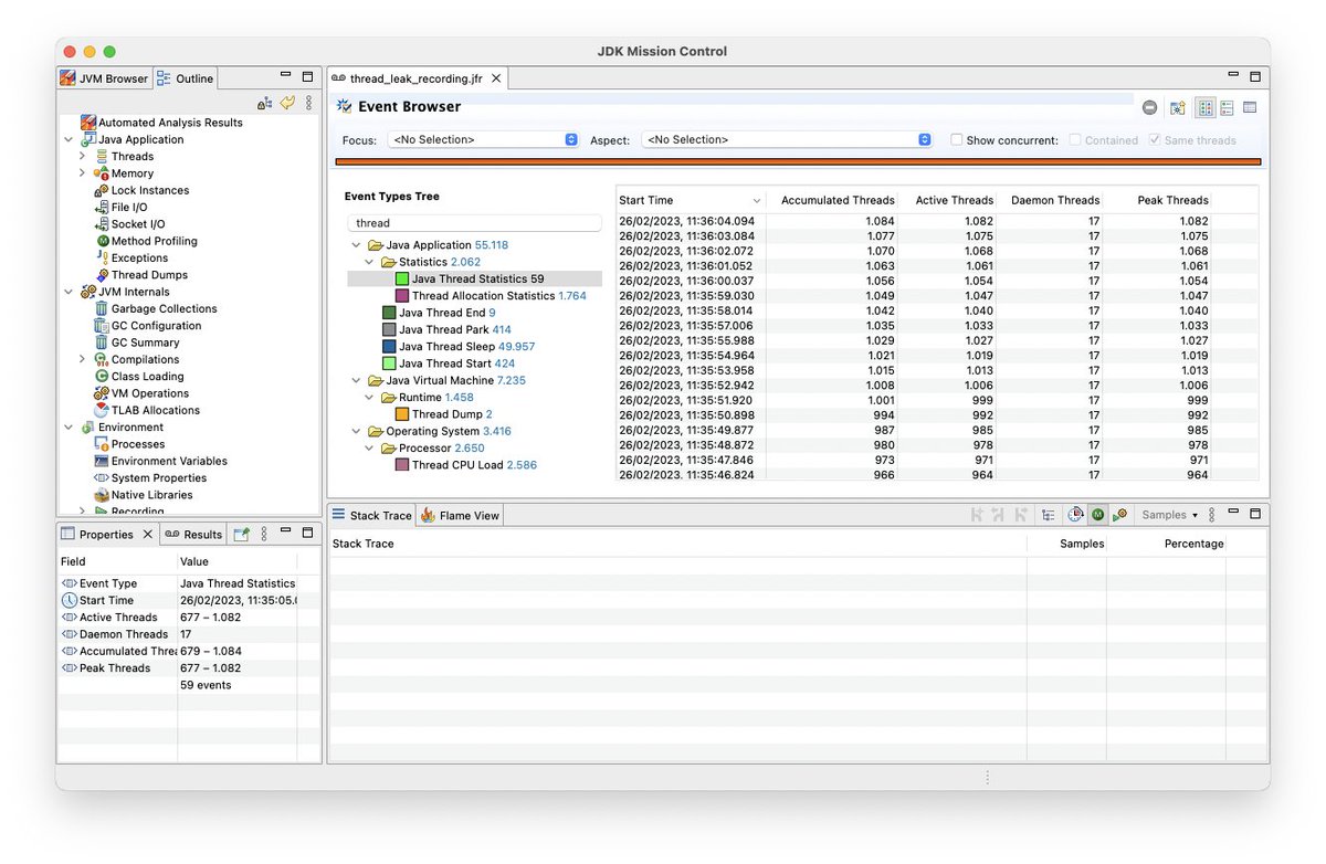 Payara_Fish's tweet image. Finding @Java Thread Leaks With JDK Flight Recorder &amp;amp; a Bit Of #SQL 
It’s vital to detect and fix this kind of problem early on. @gunnarmorling explains how he did it based on a recent situation in his work:
hubs.ly/Q01FlDPL0 #JavaFlightRecorder