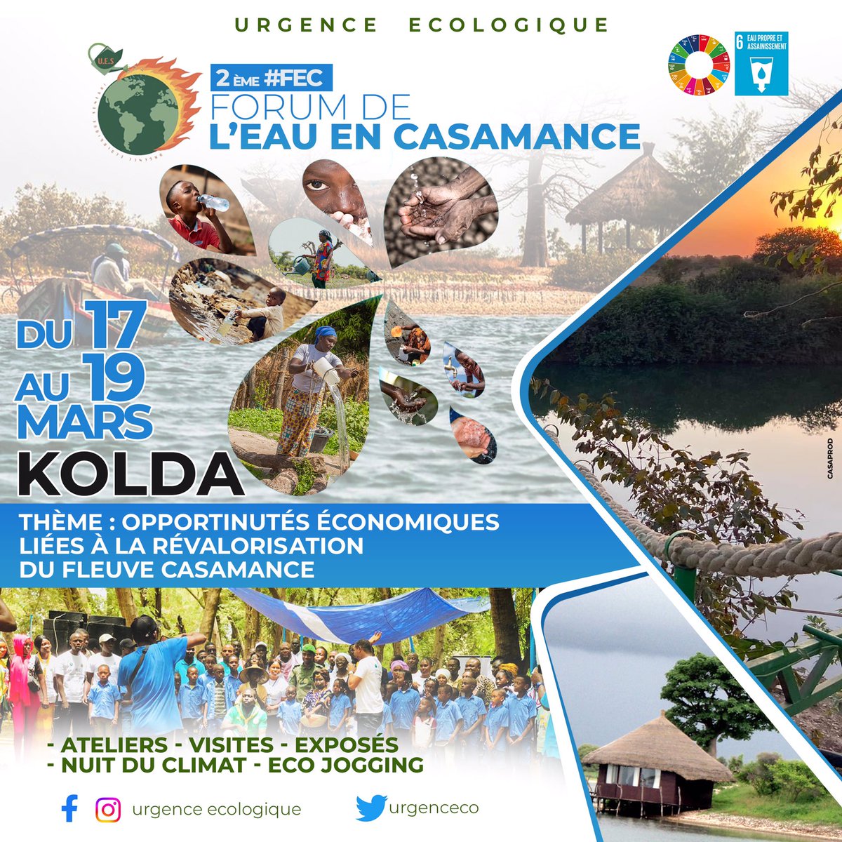 UrgencEco's tweet photo. #FEC2
Le forum de l’eau en Casamance du 17 au 19 Mars 2023!
Experts, Sages, Agricultrices 👩🌾 , Pêcheurs, acteurs du tourisme… seront autour des berges du Fleuve pour exposer sur:
Opportunités Économiques, Écologique, Culturelles…
@BirahimeSeck @Mameboyediao @Macky_Sall https://t.co/wMpV36nwGl