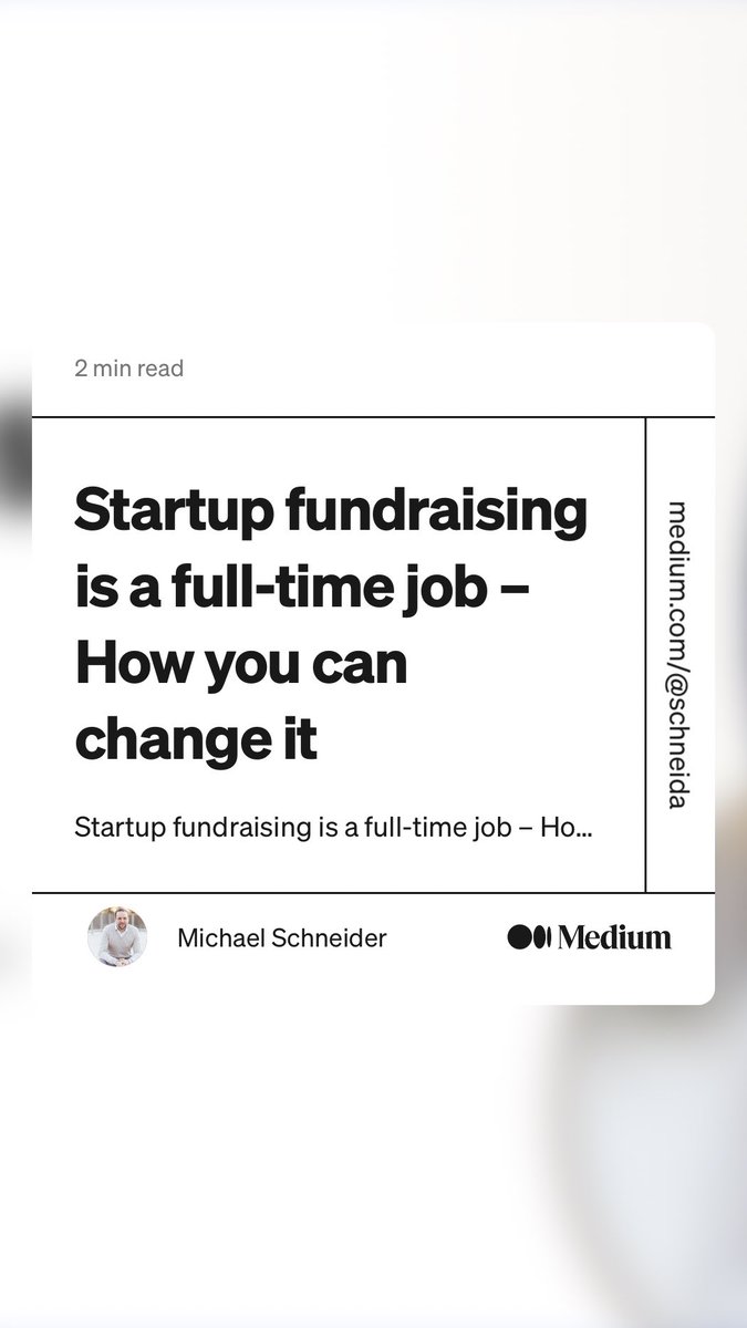 “Startup fundraising is a full-time job – How you can change it” by Michael Schneider
link.medium.com/zyARKtpBWxb #startupfunding #startupinvesting #startupconsultant #startupmentor #fundraising #seedraisr #venturecapital #investormatchmaking #matchmaking #fundraisingasaservice #faas