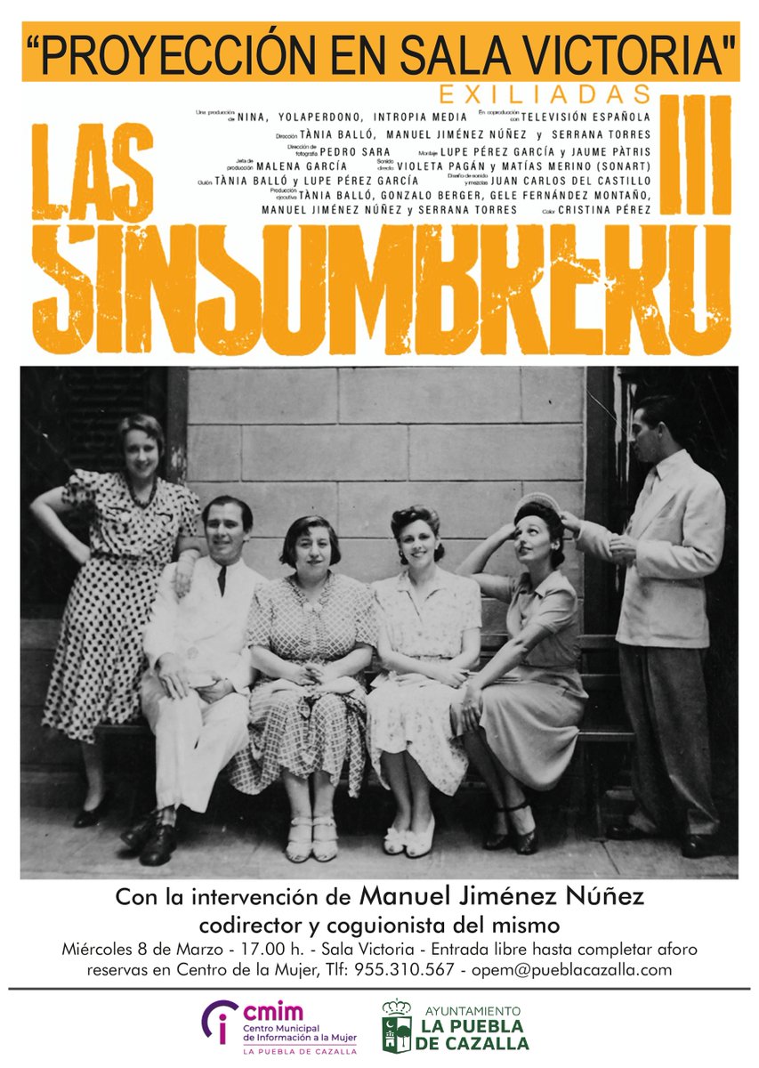 Queridísimos y queridísimas!
Volvemos al modo #LasSinsombrero 😊
Os espero este miércoles #8marzo2023 en La Puebla de Cazalla para ver juntos <a href="/lassinsombrero/">Las Sinsombrero</a> 3 y charlar largo y tendido sobre #ellas.
No olvidéis que sin ellas la historia no está completa.
#SinSombrero #8M #8marzo