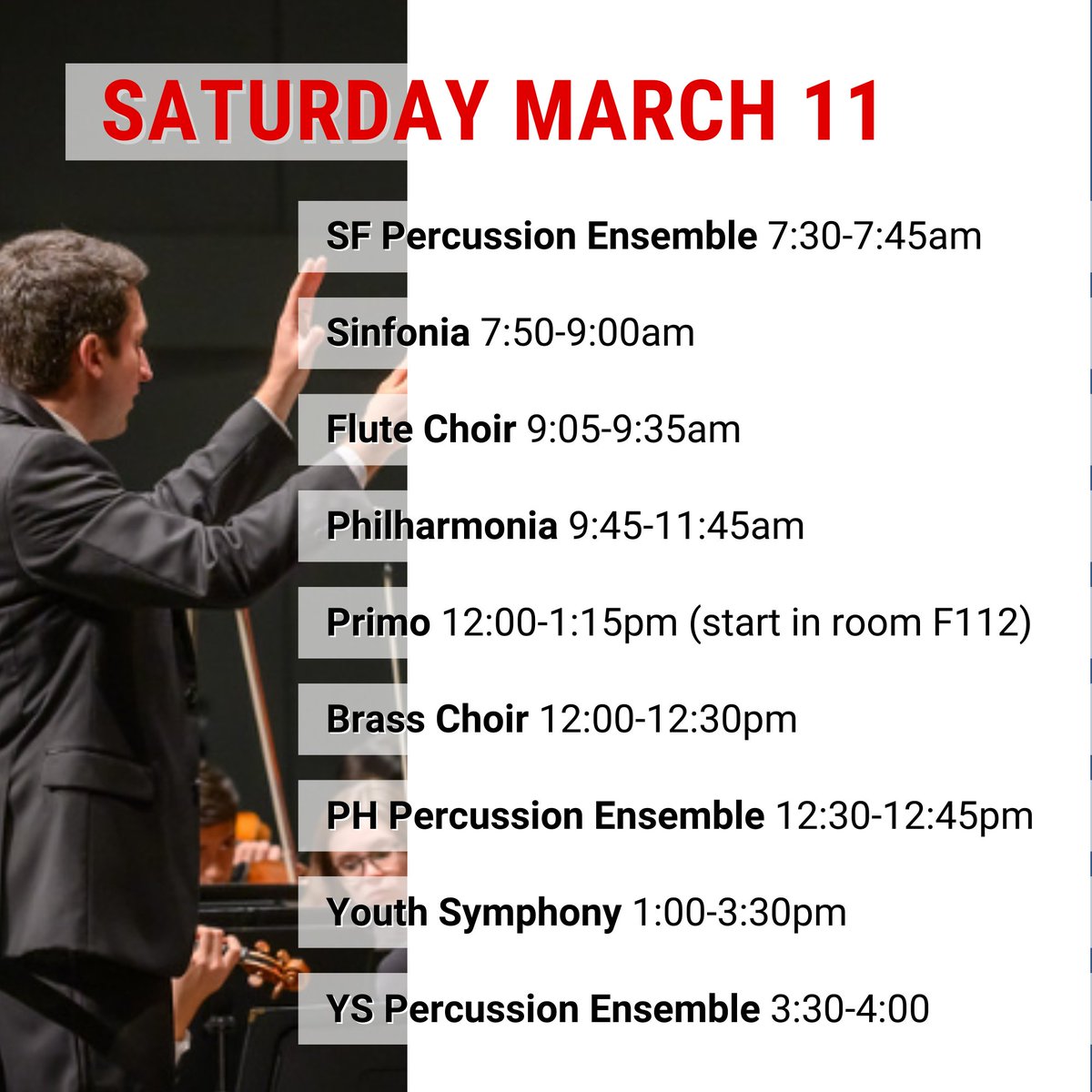 EYSO's tweet image. Students, parents, and guardians: As we gear up for our March 12 concert, be prepared and check out the dress rehearsal schedule.
We are excited about our upcoming concert- did you get your tickets yet? &amp;gt;&amp;gt;&amp;gt; eyso.org/concert