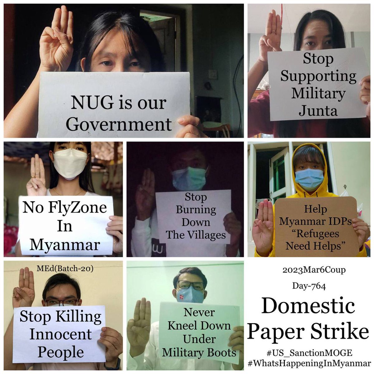 Daily anti-coup revolutionary domestic strike by pro-democracy CDMer teachers from Sagaing University of Education as 764th day.

#2023Mar6Coup #WhatsHappeningInMyanmar
