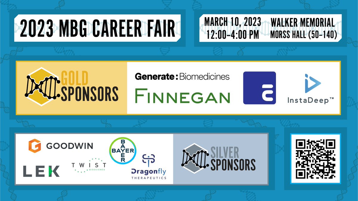 Last chance to register! Come to the MBG Career Fair on Friday, March 10, 12 - 4 PM to connect with representatives from 34 companies. Register here before it's too late: eventbrite.com/e/mit-biotech-…