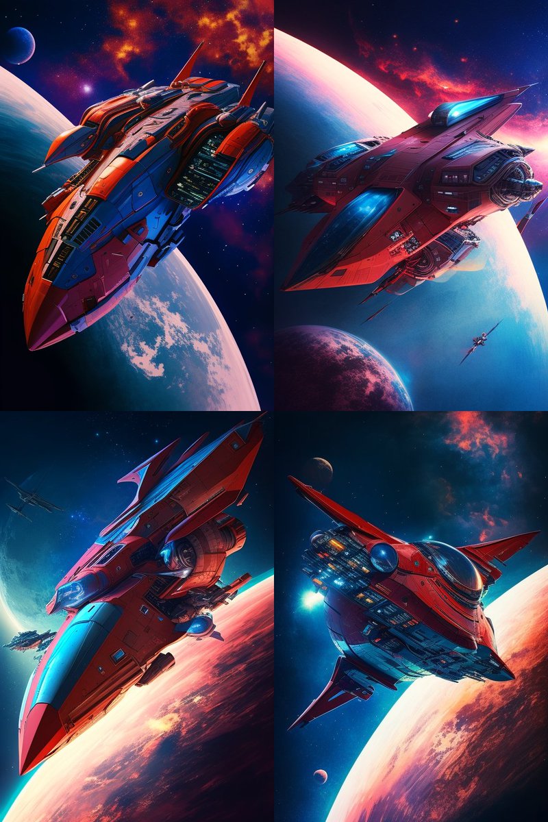 AIartCreationsX's tweet image. Which Space Ship you cruising on?
🚀🛰️🚀👽👽🛸🛸

#spaceship #ship #futuristicspaceship #midjourney #aiart #aiartwork #AIArtCommuity #rocket #telsa #spacex #elonmusk #aliens #outerspace