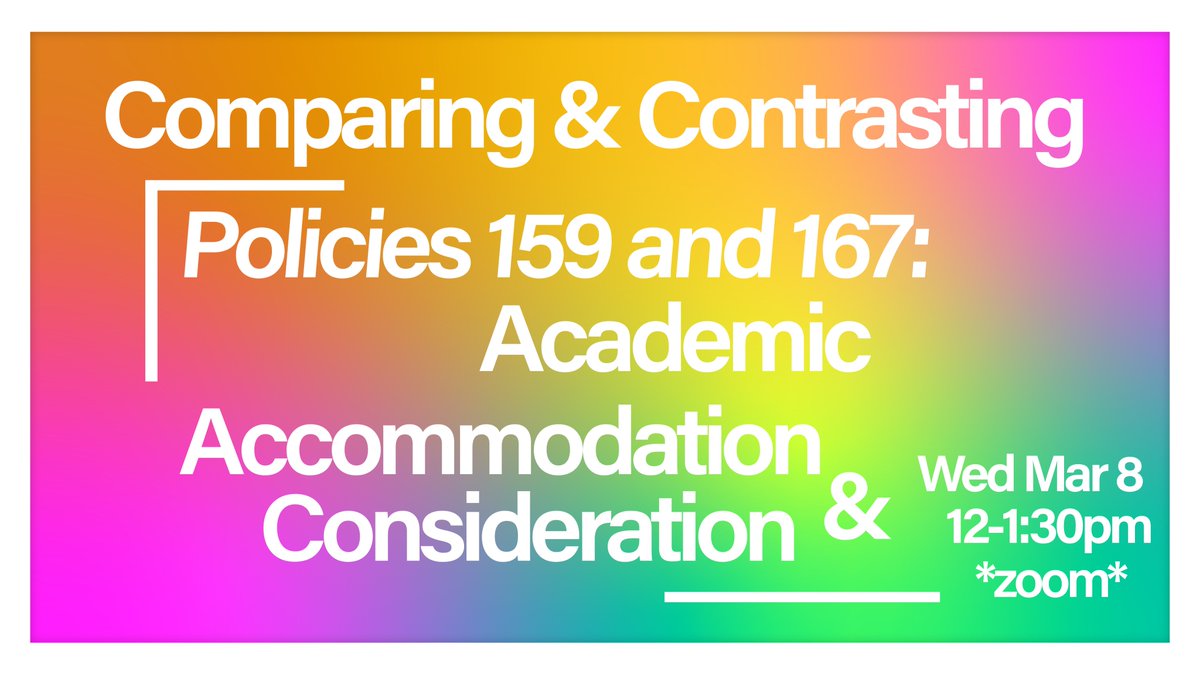 Do you or your students understand the difference between academic consideration and academic accommodation? Hear from our presenters about the different policies and processes in academic consideration requests and academic accommodation plans on 03/08: bit.ly/3mvVrlb