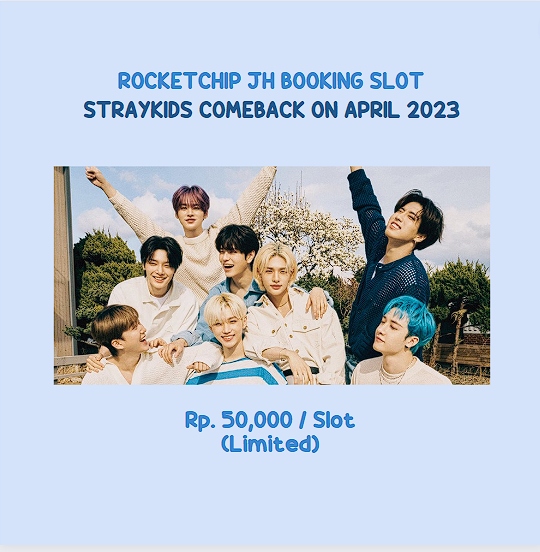 rocketchipJH's tweet photo. ‼️RETWEETS APPRECIATED‼️
☘️Rocketchip JH Booking Slot for Straykids Comeback on April 2023: OPEN!

☘️50K / Slot via BNI, Shopee pay &amp; Check out shopee
☘️Link check out: https://t.co/oXEvqXNygV
☘️Form: https://t.co/V3ufNcATvU
☘️Update slot: https://t.co/4puvkQ4uCH

Details on rep~ https://t.co/W1odo6vGZn