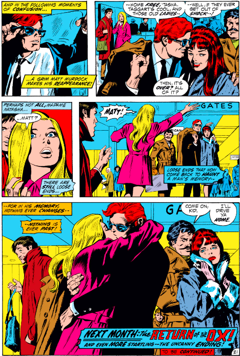 MarvelADay's tweet photo. #MarvelADay #DD85 Oh man! A chance meeting at the airport leaves Phil and Natasha playing second fiddle to Matt and Karen once again. Oof... - VA https://t.co/xOpDknLwH0