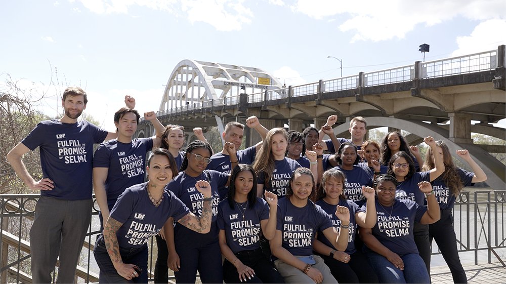 NAACP_LDF's tweet photo. The annual pilgrimage to Selma, Alabama to commemorate the anniversary of the #SelmaMarch is a sacred tradition at LDF. It๏ฟฝ๏ฟฝ๏ฟฝs a time to honor the heroes whose legacy we walk in and to be in communion with the people who we stand arm-in-arm with to advance justice. https://t.co/uk7h8u22xU